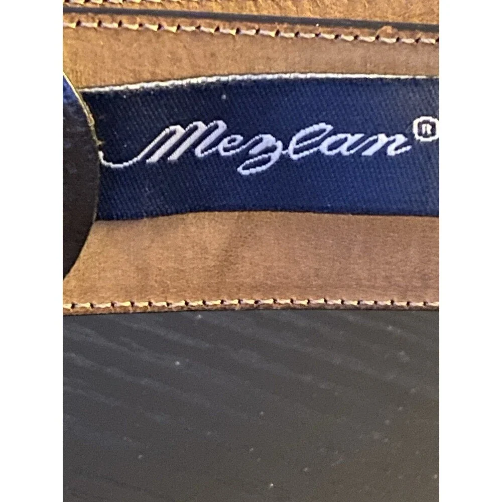 Mezlan Men's Leather Belt Size 36 Black/White diamond cutout Brass Buckle Spain